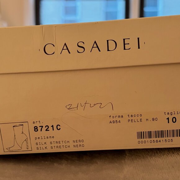 Casadei Black Silk Stretch Sock Boots 90mm Heel Size 10 | Made in Italy - Picture 3 of 3